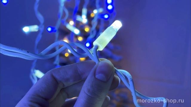 Светодиодная бахрома 3*0.5 м, 112 синих и белых LED ламп, прозрачный СИЛИКОН+ПВХ, RL-i3*0.5-T/BW