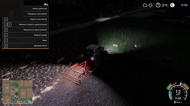 культивирую поле в Farming Simulator 19