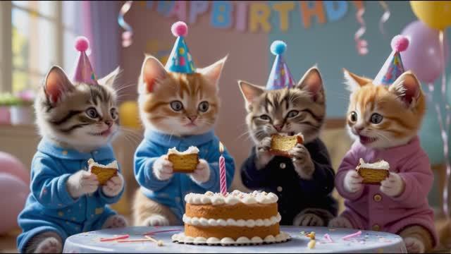 🐾🎂✨ Лучшая вечеринка в честь дня рождения котенка