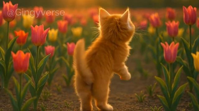 🌷 Tiny Cat’s Spring Dance_ A Wholesome Tulip Waltz in Blooming Fields 🐱🎶