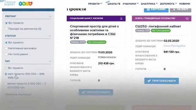 Громадський Бюджет. Інструкція для голосування за про
