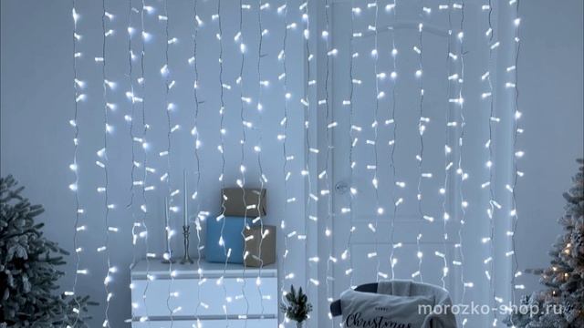 Светодиодный занавес Rich Led Cap 2*3 м, 600 холодных белых LED ламп с мерцанием, RL-C2*3F-CW/W