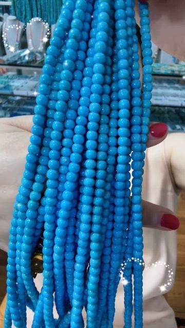 250609-3 Sleeping Beauty Turquoise Bead Strand: Flowing Glacier Blue Around the Neck