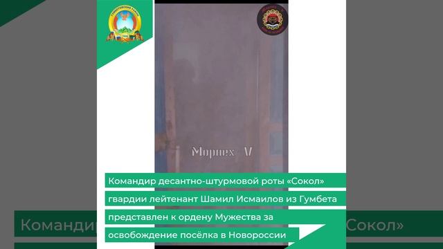 Командир десантно-штурмовой роты «Сокол» Шамил Исмаилов из Гумбета представлен к ордену Мужества