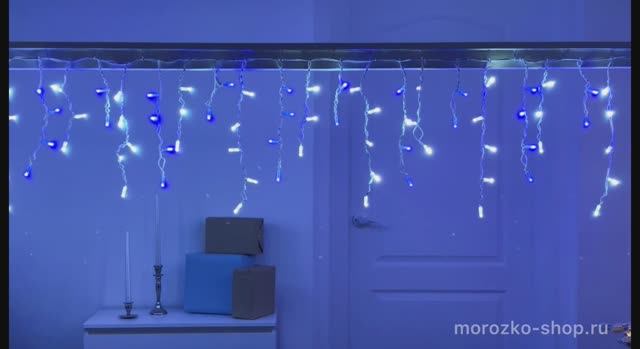 Светодиодная бахрома 3*0.5 м, 112 синих и белых LED ламп, прозрачный СИЛИКОН+ПВХ, RL-i3*0.5-T/BW