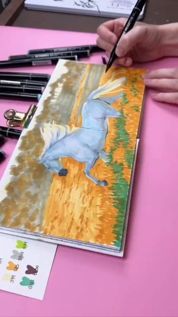 💫 Новый урок в творческом клубе Dari Art - рисуем бегущую лошадь маркерами!