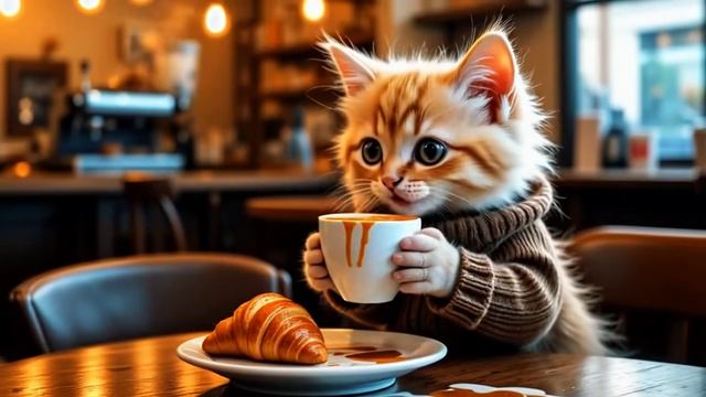 🐱☕️Cats in the Coffee Shop 🎥🐾 - Funny Cats Doing Human Things #aicatstory #cat #catlover #cutecat