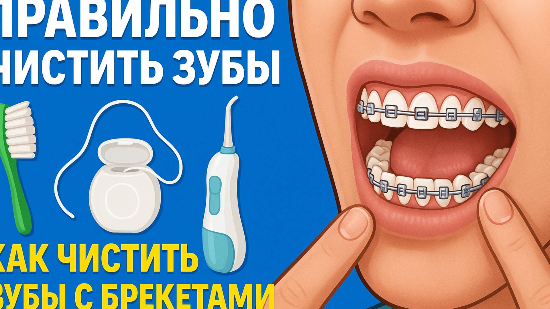 ПРАВИЛЬНО ЧИСТИТЬ ЗУБЫ Как чистить зубы когда у тебя БРЕКЕТЫЗубная щетка, нить, ирригатор