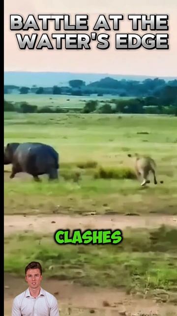 VgcR2xQlk9c - ＂Battle at the Water's Edge： Lion vs. Hippo＂ #shorts  #animals #viral #nature #facts