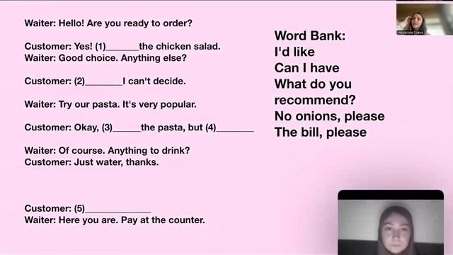 Open english lesson: At the restaurant