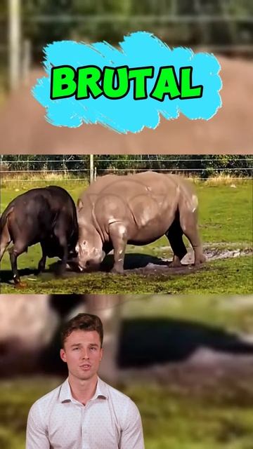 V_xmyYAOQmY - Courage Meets Power： A Buffalo's Bold Stand Against a Rhino #shorts #animals #wildlife