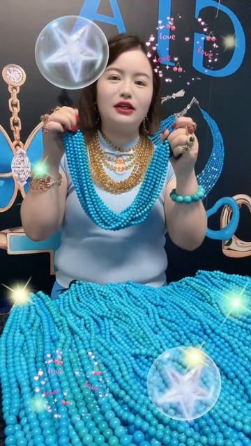 250610-15 Sleeping Beauty Turquoise Bead Strand: Mini Aquarium Around the Neck