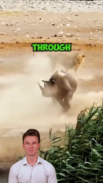 0M9l9e9H0dQ - ＂Rhino's Revenge： Trapped in Mud, Turns Tables on Ambushing Lions＂ #shorts #animals