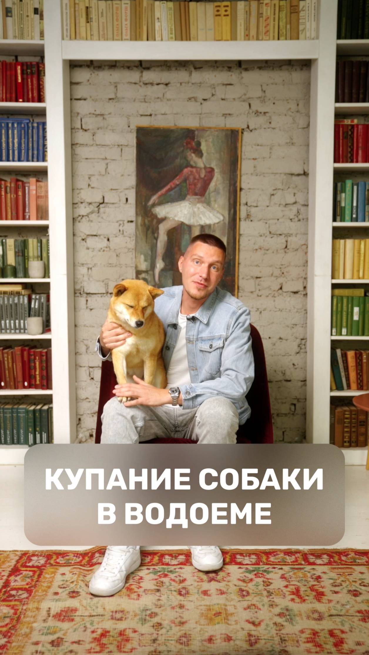 Купание собаки в водоеме
