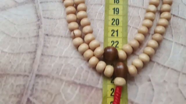 Буддийские четки Мала из дерева, 108 бусин, красный шнур