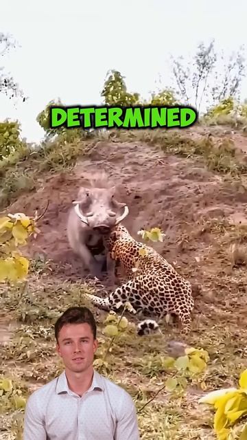 3fwX4GbPgVg - Burrow Battle： Warthog vs. Leopard #shorts #animals #wildlifestories