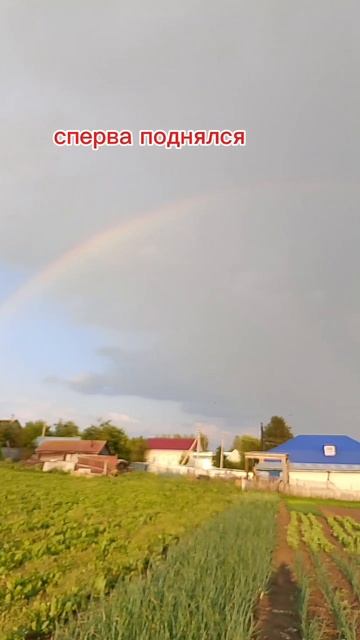 На небе появилась яркая цветная радуга и как природа рисует волшебные дуги на небе.