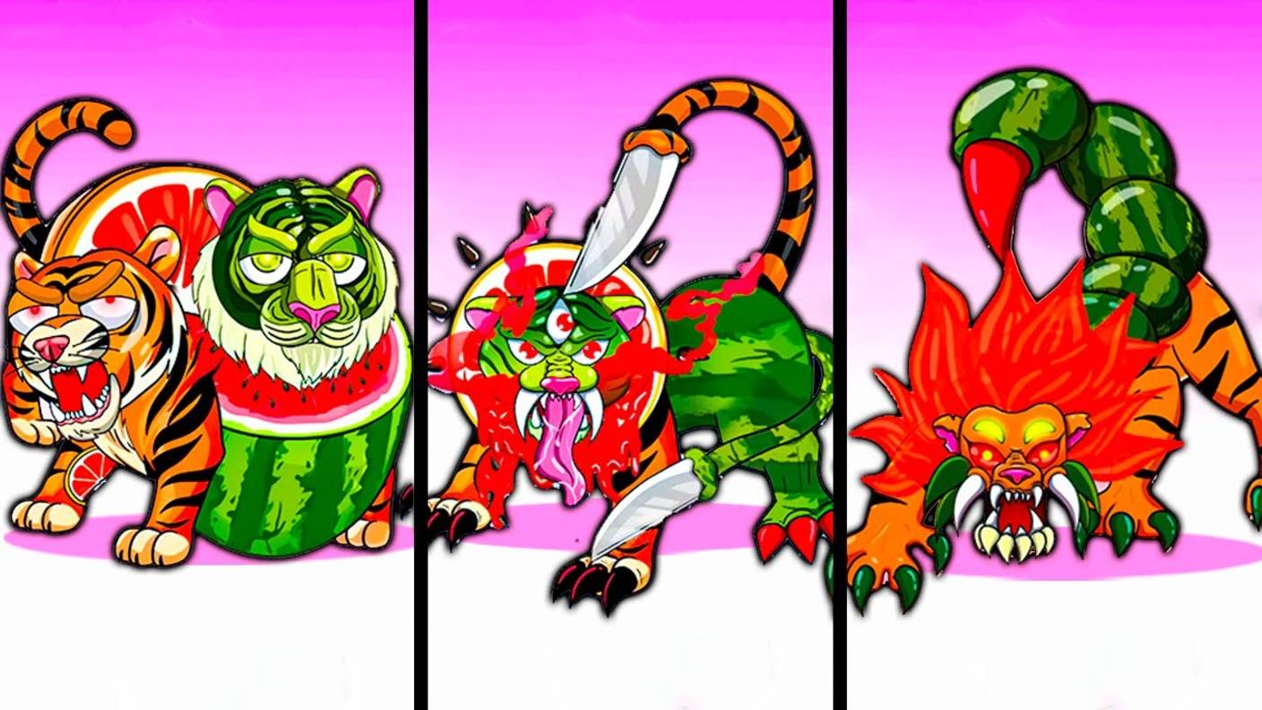 Sprunki Tigrrullini Watermellini x Tigroligre Frutonni — СИМБИОЗ: Все Фазы Эволюции 🍉🦁