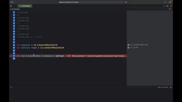 SWIFT - 1.2 Основи Int, Double, Float, Bool