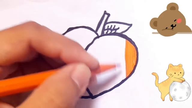 Draw a Picture of a Peach | нарисуйте Персик | Bolalar uchun Shaftoli rasm chizish