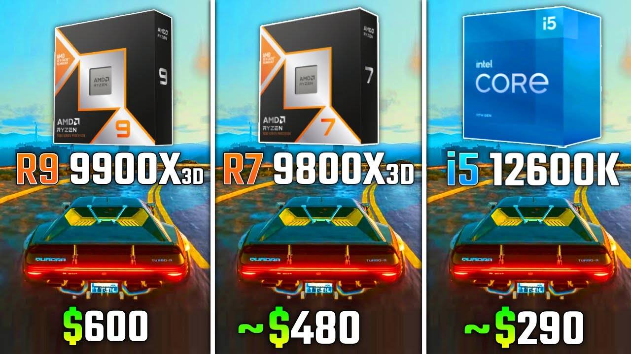 RYZEN 9 9900X3D vs RYZEN 7 9800X3D vs INTEL i5-12600K | Test in 6 Games