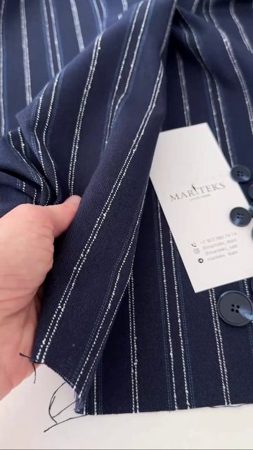 Костюмно-плательный лён в полоску Ralph Lauren. Цвет тёмно-синий