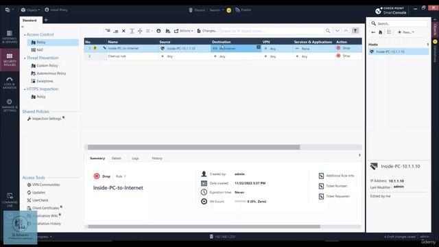 CCSA_Udemy_78_04. Creating a Policy for internet access using objects