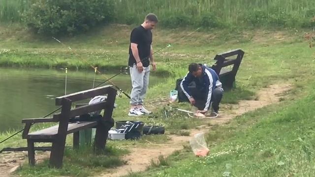 поимка карпа на малом водоёме