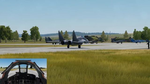 МиГ-29С. В симуляторе DCS World. Посадка, руление, остановка.