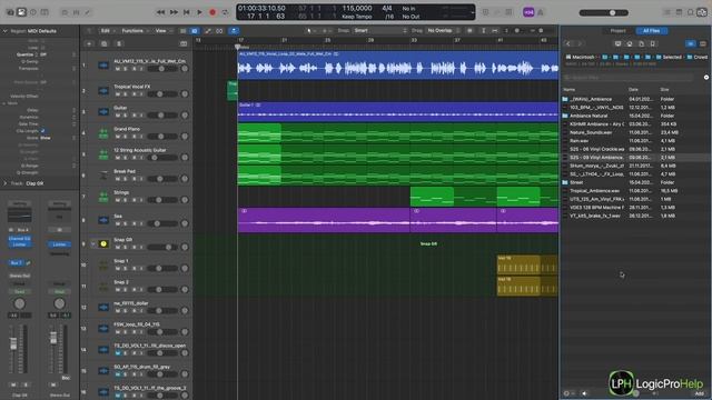Крутые фоновые звуки в электронной музыке в Logic Pro 11 [Logic Pro Help]