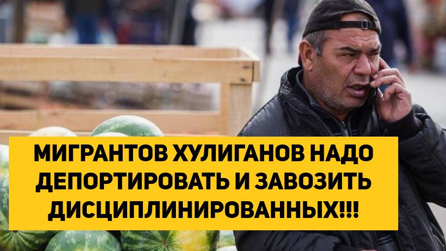 МИГРАНТОВ ХУЛИГАНОВ НАДО ДЕПОРТИРОВАТЬ И ЗАВОЗИТЬ ДИСЦИПЛИНИРОВАННЫХ!!!