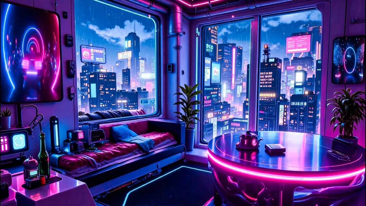 Neon City Rain Sounds – Lofi Hip Hop for Study   Rainfall Escape & Focus Mood 🌆 Lofi Rain Playlist