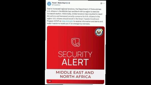 ☝В связи с ростом угрозы войны между Израилем и Ираном Госдепартамент США объявил масштабное предупр