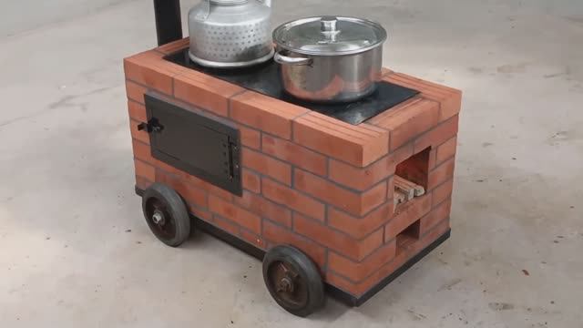 Бездымная ДВОРОВАЯ ПЕЧКА С ДУХОВКОЙ для Дома Дачи САМА ГОТОВИТ