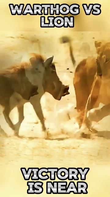 od8kPxKwbXk - Victory is near Warthog vs Lion #animals #warthog #lion #viral#shorts #wildlife