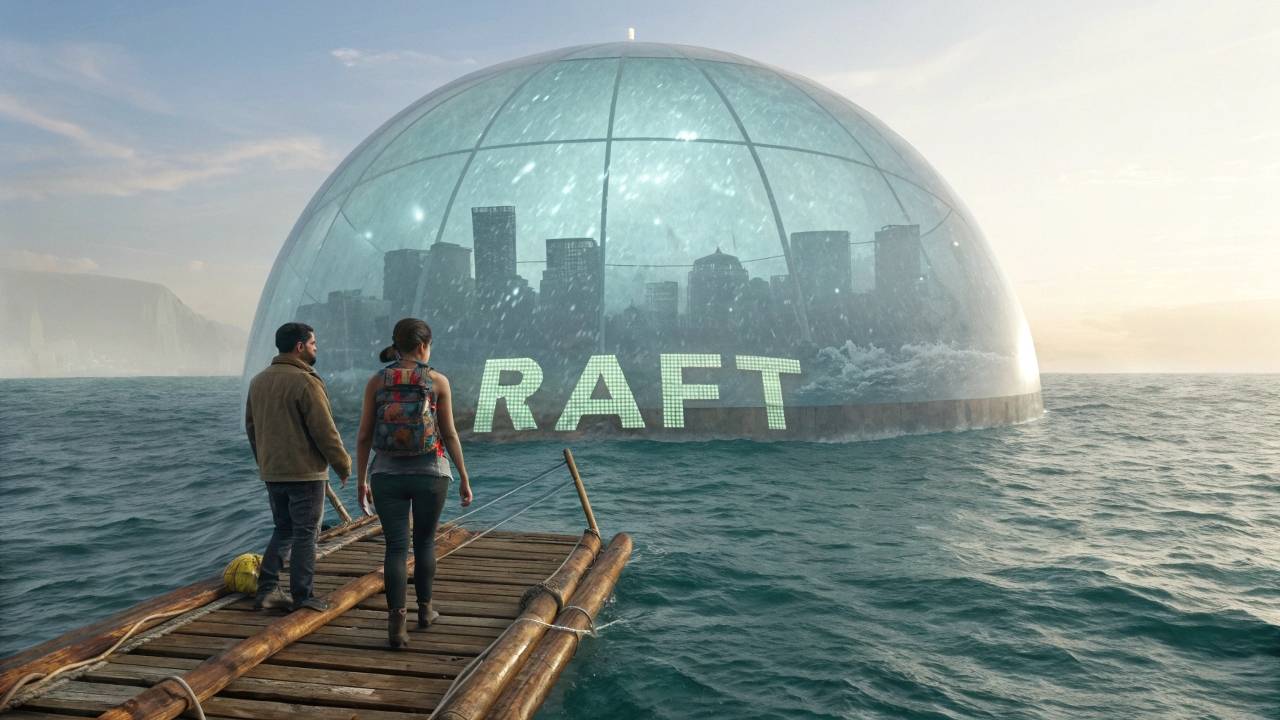 НАШЛИ ГОРОД ПОСРЕДИ МОРЯ | Выживание в Raft | Серия 5