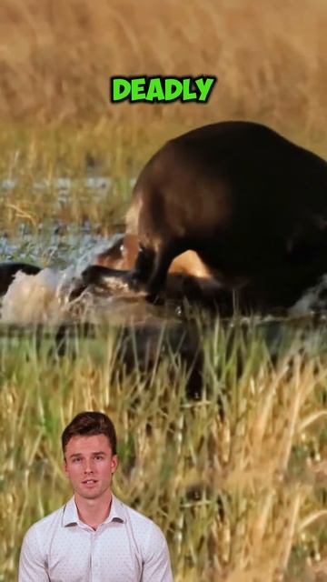 pRpX0h3xMfs - ＂Snappy Exit： Buffalo Bails on Croc's Dinner Plans＂ #shorts #animals #theanimalgaze
