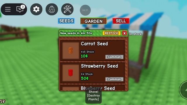 возвращаемся в режим вырасти сад в roblox