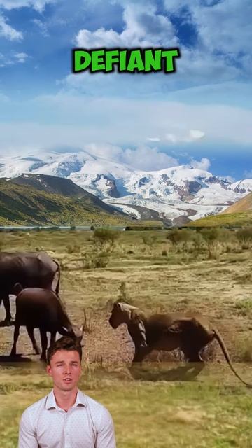 wqKlBklZByg - ＂Defiant Roar： The Buffalo's Stand＂ #shorts #animals #lion #wildlife #facts #nature