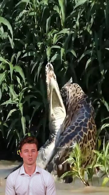 YBKUuxbIOBg - A jaguar hunted a crocodile and the crocodile became a tasty meal #crocodile #jaguar #