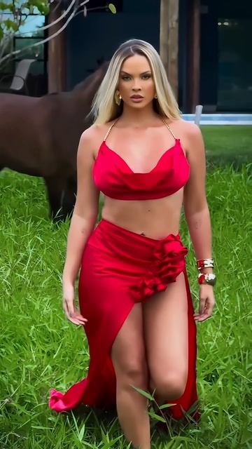 A7wnETIcz4I - Beautiful model with a long red thigh dress summer style outfit #fashion  #style #outf