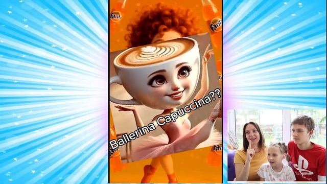 Балерина Капучина Тима и Эмма смотрят итальянский брейнрот