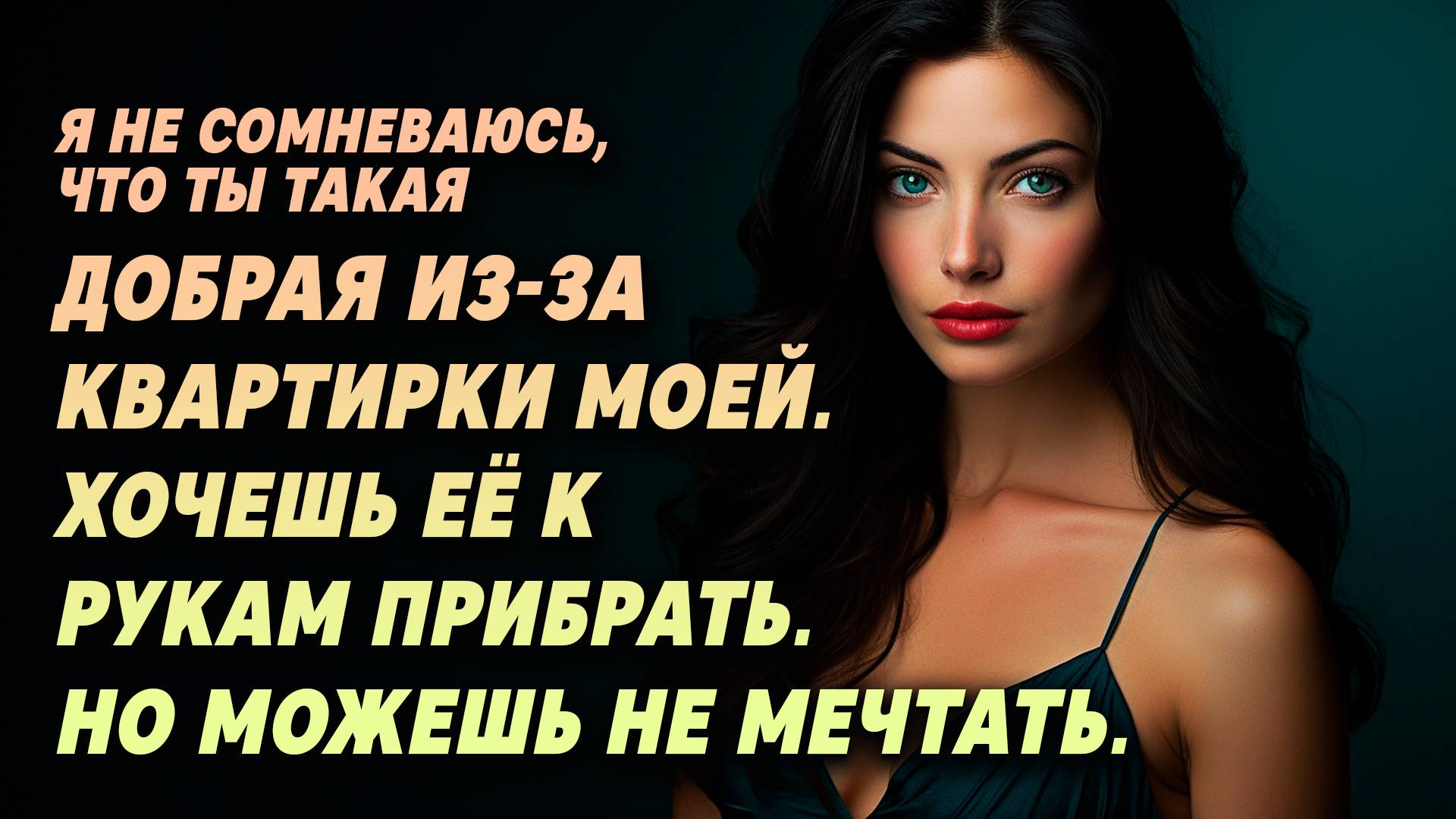 ТЫ такая добрая ИЗ-ЗА КВАРТИРКИ моей. ХОЧЕШЬ ЕЁ К РУКАМ ПРИБРАТЬ. Но можешь не мечтать.