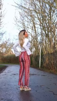 K-OaY0cQvkw - Beautiful model in tight palazzo pants street style summer outfit #fashion #style #ou