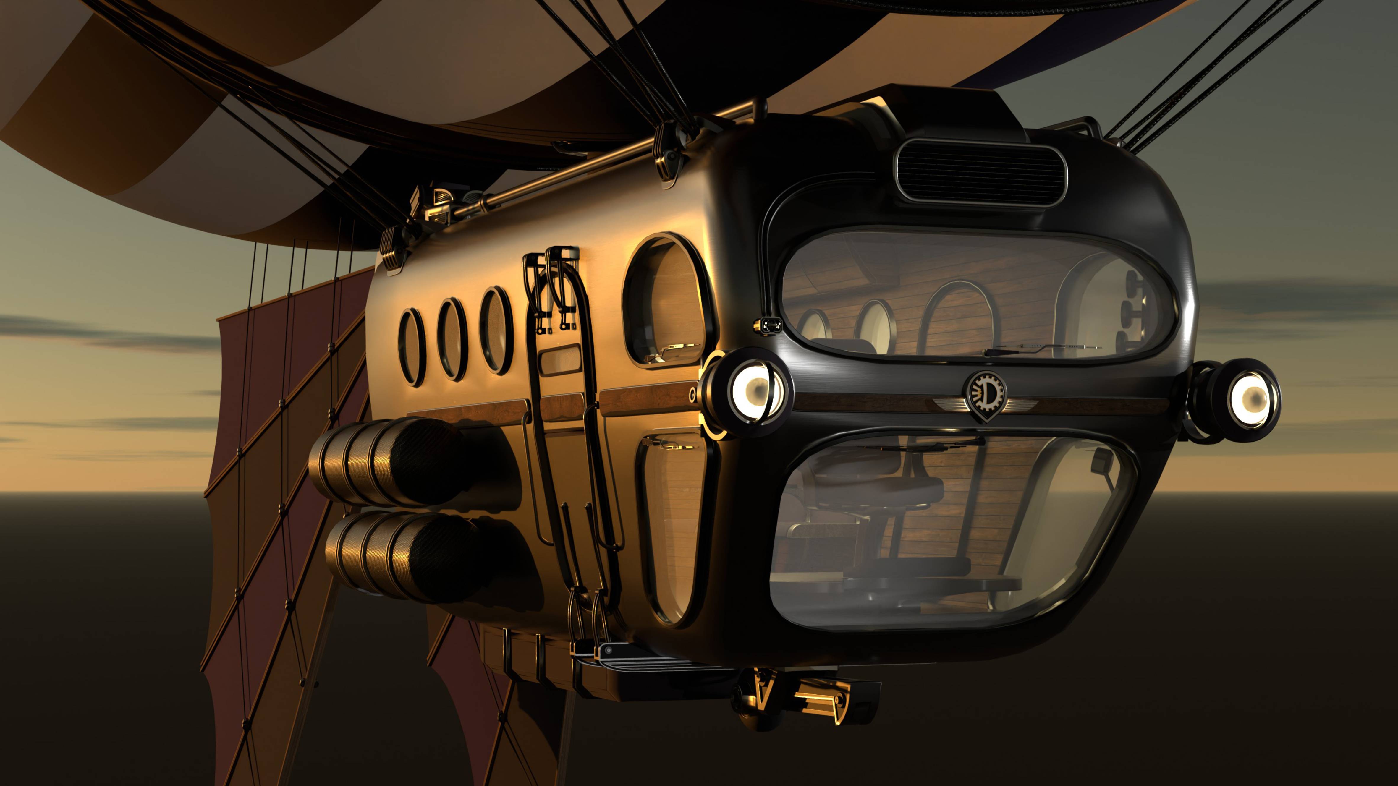 Steampunk Retro Inspired Airship Design (4K render)