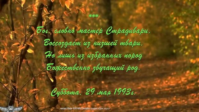Бог, словно мастер Страдивари читает Иван БУКЧИН Онлайн-студия «Дом звука»