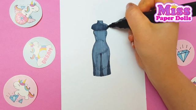 How it is easy to draw a beautiful dress.5 fashion styles for paper dolls / Miss paper dolls