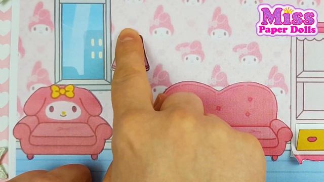 DIY Quiet Book Toca Boca MY MELODY/ How To Make Paper Dollhouse   / Miss Paper Dolls