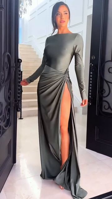 NddcS3lxuRM - Beautiful model in a long thigh dress street summer style outfit #fashion  #style #out
