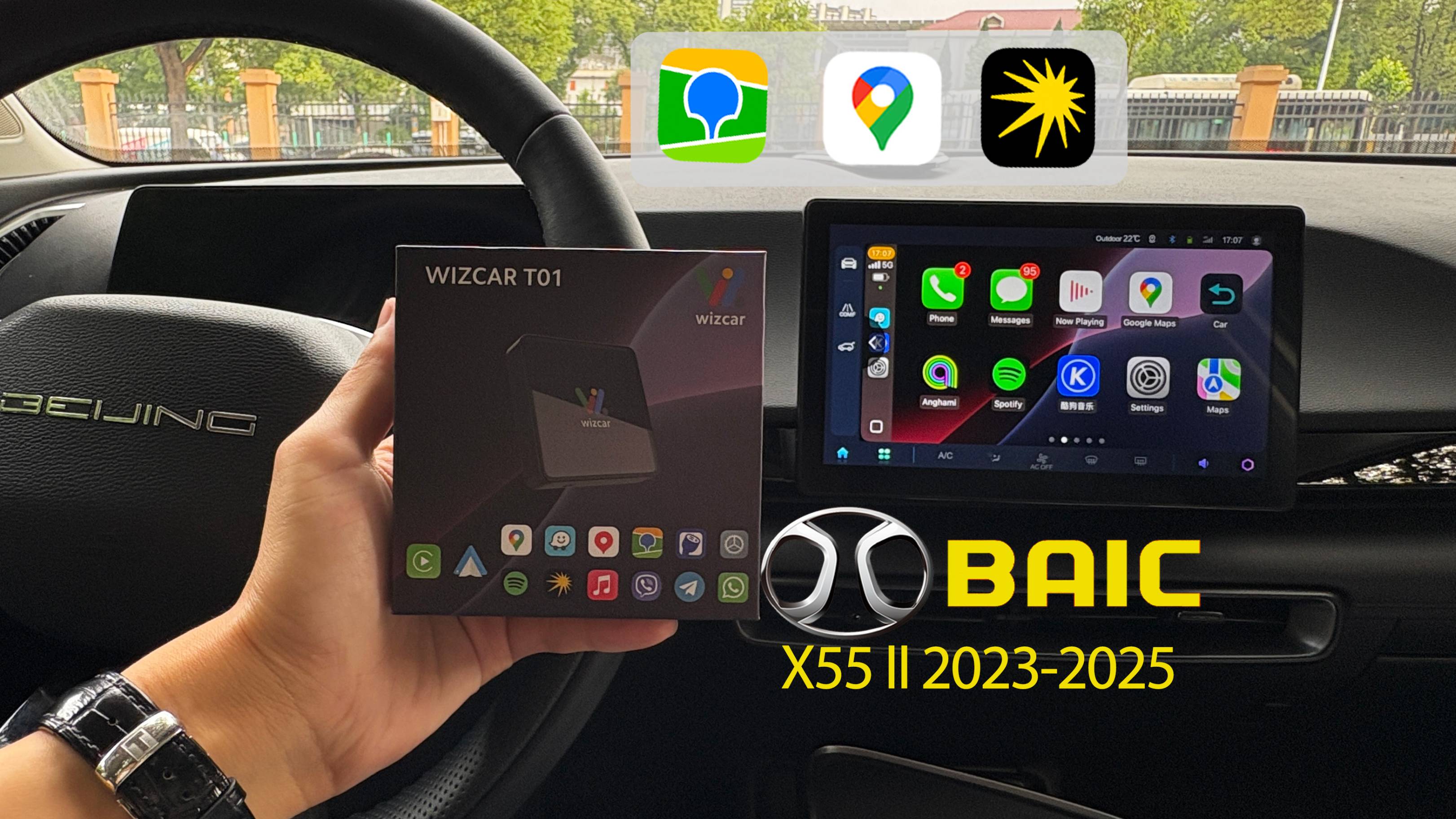 BAIC X55 Ⅱ 2023-2025 CarPlay Яндекс Карты&Музыка Waze WIZCAR T01 EasyConnection для Beijing 5 Auto